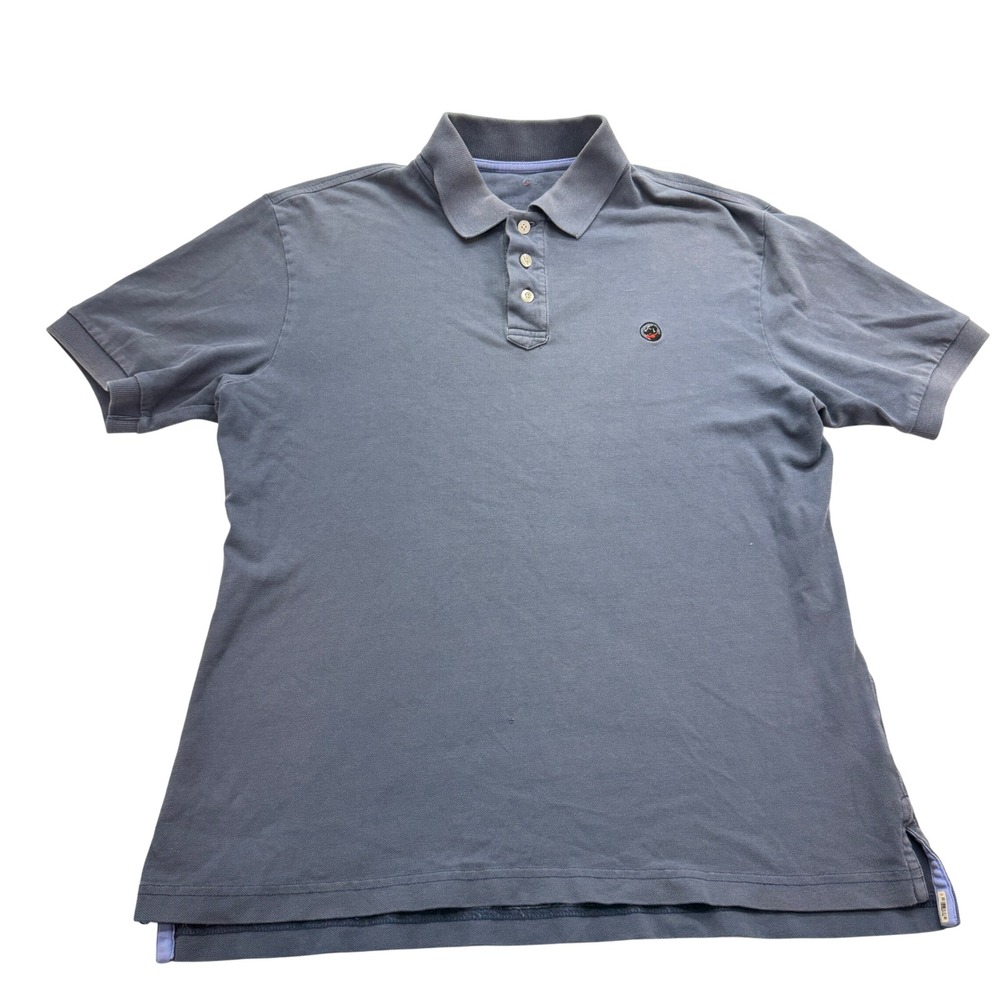 Southern Proper Mens Polo Shirt L Blue Cotton Blend Stretch Pique Short Sleeve - Picture 2 of 10